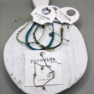 Puravida Pura Vida curated bundle 3 bracelets + charm palm anklet ankle bracelet